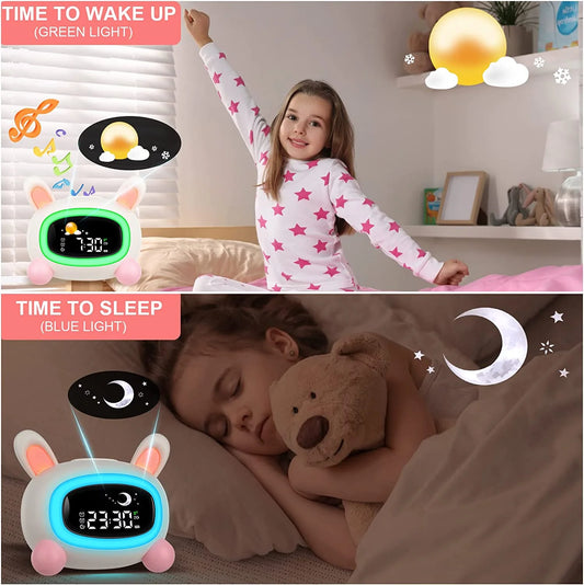 Alarm Clock for Kids, Ok to Wake Clock, Sleep Training Digital Clock with 5 Night Light, 7 Sleep Sound Machine